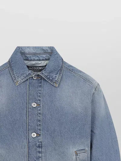 Jacquemus Denim Mirada Jacket Collared Front Pockets In Blue