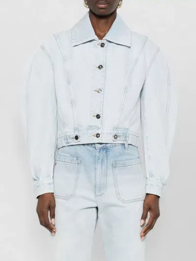 Givenchy Cropped Cocoon Jacket Front Back Yoke Pockets In Blue