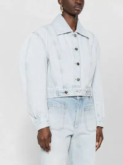 Givenchy Cropped Cocoon Jacket Front Back Yoke Pockets In Blue