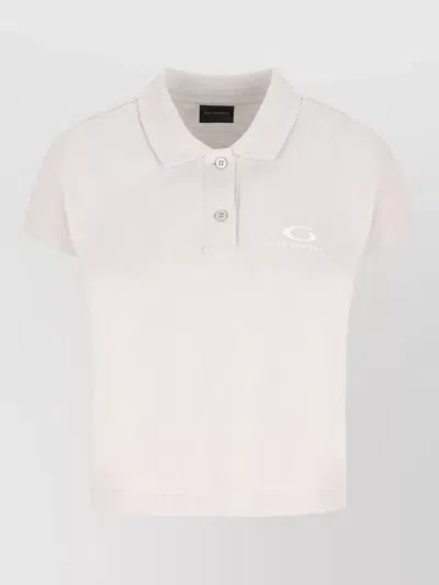 Balenciaga Cotton Pique Polo Shirt With Sport Icon Logo In White