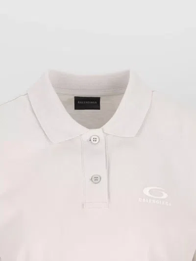Balenciaga Cotton Pique Polo Shirt With Sport Icon Logo In White