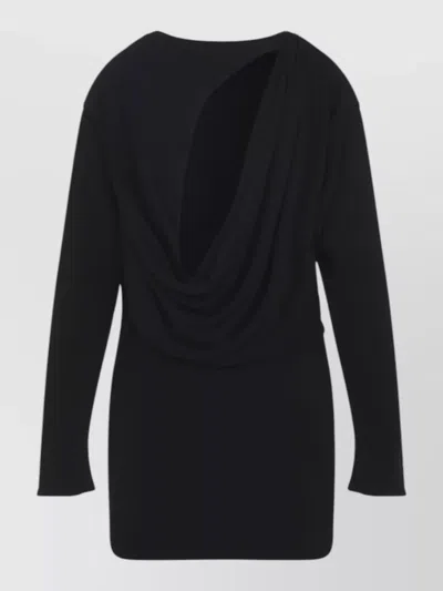 Jacquemus Mistral Dress Crew Neck Draped Back In Black