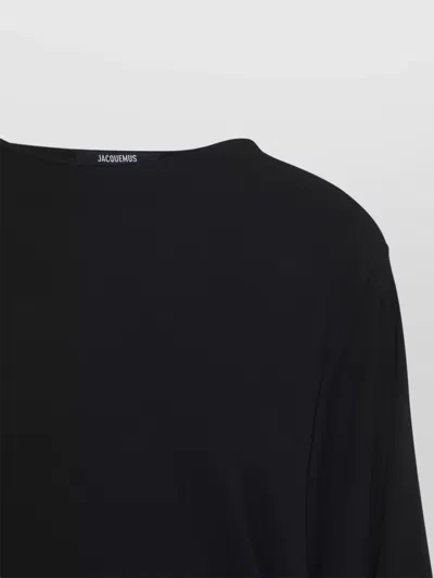Jacquemus Mistral Dress Crew Neck Draped Back In Black