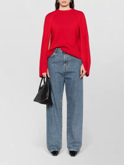 Totême Cashmere Crew Neck Knit Jumper Long Sleeves In Red
