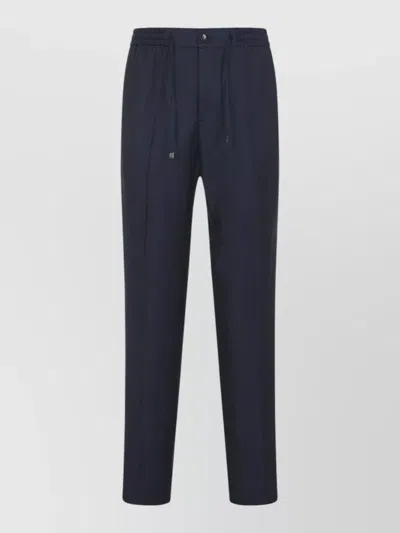 Etro Blue Solid Drawstring Trousers In Blue
