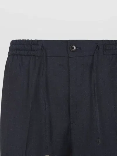Etro Blue Solid Drawstring Trousers In Blue