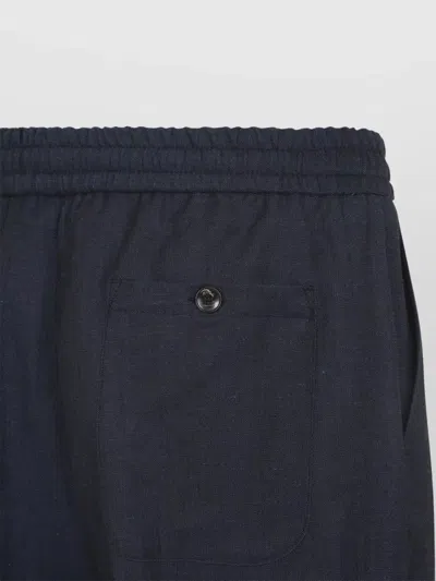 Etro Blue Solid Drawstring Trousers In Blue