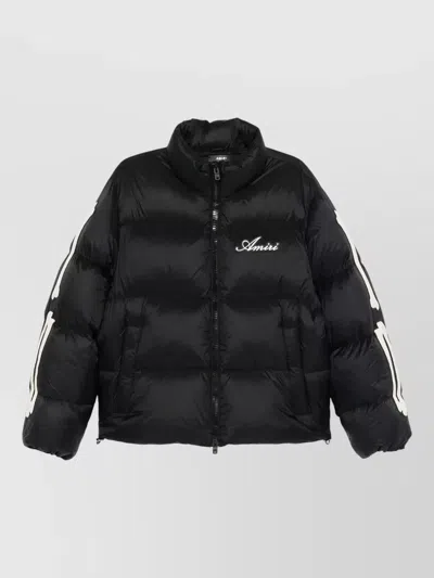 Amiri Bones Patch High Collar Puffer Jacket In Black