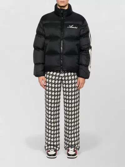 Amiri Bones Patch High Collar Puffer Jacket In Black