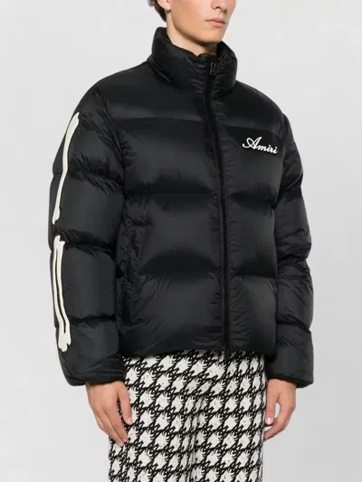 Amiri Bones Patch High Collar Puffer Jacket In Black