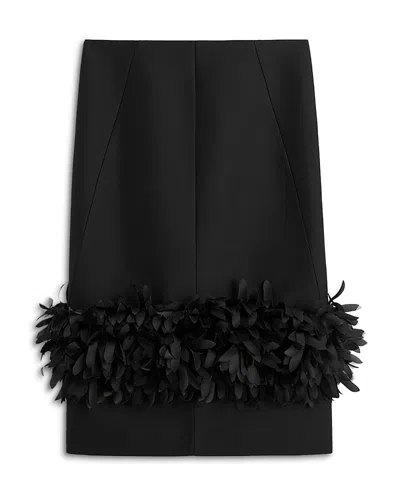Totême Womens Black Petal High-waist Wool And Silk Midi Skirt In Black