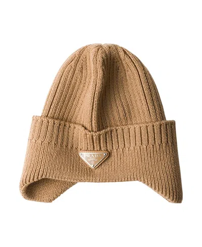 Prada Wool Beanie In Brown