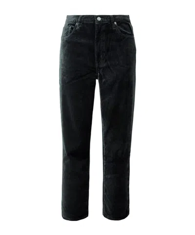 Frame Le Sleek Cropped Cotton-blend Velvet Bootcut Pants In Black