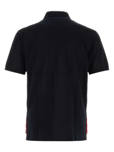 Thom Browne Navy Blue Cotton Polo Shirt In Black