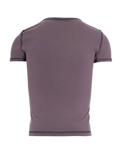 Diesel Slim T-shirt With Heart Print And Studs In Gray