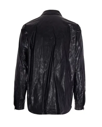 Diesel Textured Shirt With Branded Buttons In Black