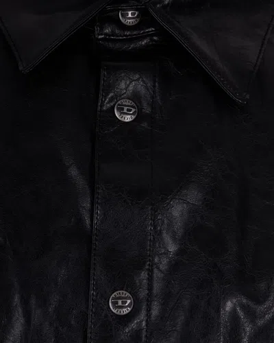 Diesel Textured Shirt With Branded Buttons In Black