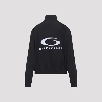 Balenciaga Womens Black Logo-embroidered Cotton-blend Track Jacket In Black