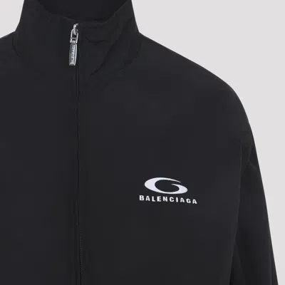 Balenciaga Womens Black Logo-embroidered Cotton-blend Track Jacket In Black