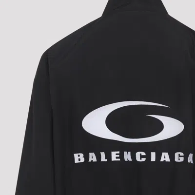 Balenciaga Womens Black Logo-embroidered Cotton-blend Track Jacket In Black