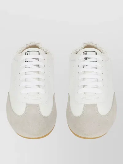 Saint Laurent Lewis Suede-trimmed Leather Sneakers In Neutral