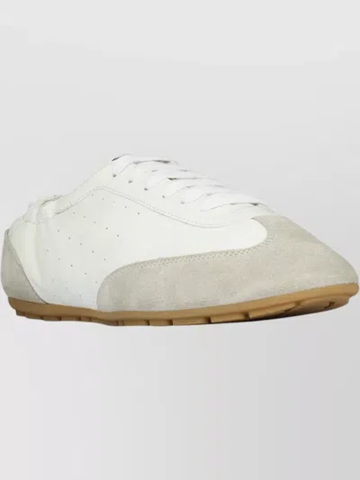 Saint Laurent Lewis Suede-trimmed Leather Sneakers In Neutral