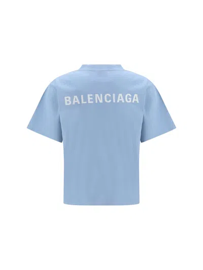 Balenciaga Logo Embroidered Cotton Jersey T-shirt In Blue