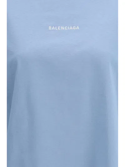 Balenciaga Logo Embroidered Cotton Jersey T-shirt In Blue