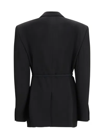 Balenciaga Tailored Wrap Wool Jacket Regular Fit In Black
