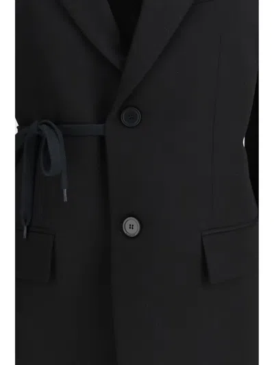 Balenciaga Tailored Wrap Wool Jacket Regular Fit In Black