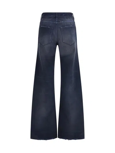 Balenciaga Women Blue Five-pocket Jeans With Curved Waist And Faded Effect In Cotton Woman In Black