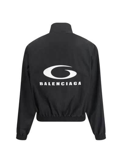 Balenciaga Womens Black Logo-embroidered Cotton-blend Track Jacket In Black