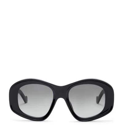 Loewe Anagram 51mm Beveled Acetate Pentagon Sunglasses In Black
