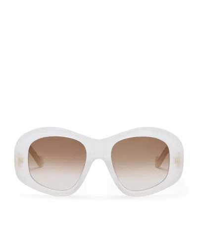 Loewe Anagram 51mm Beveled Pentagon Sunglasses In White