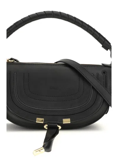 Chloé Mini Marcie Shoulder Bag In Soft Leather In Black