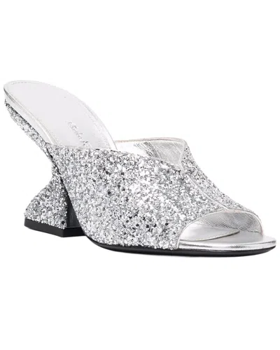 Ferragamo Sandu 85 Glitter-finished Leather Mules In Silver