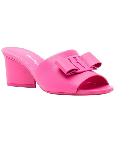 Ferragamo Leather Valery Mules 55 In Pink