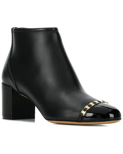 Ferragamo Vara Chain Leather Ankle Boots In Black