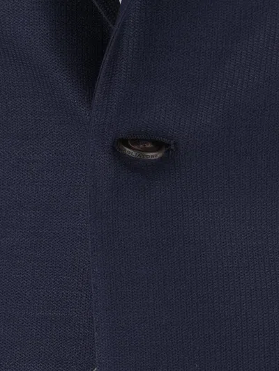 Tagliatore Single-breasted Blue Jacket With Peaked Lapel And Tailored Silhouette In Blue