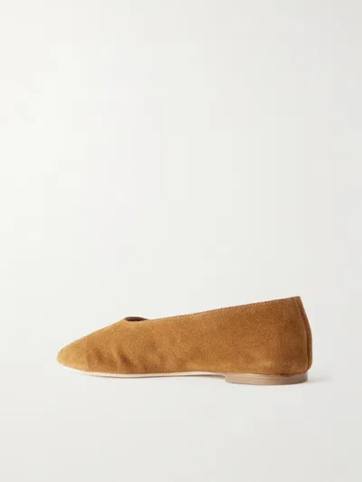 Staud Suede Ballet Flats In Brown