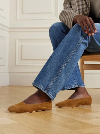 Staud Suede Ballet Flats In Brown