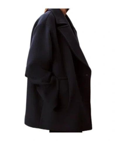 Calvin Klein Wool Blend Peacoat In Black