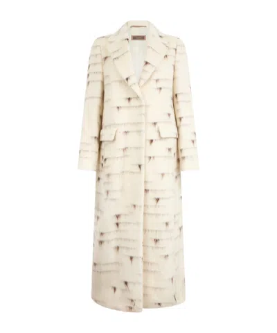 Peserico Abstract-pattern Brushed Coat In Neutral