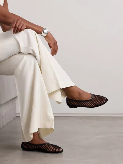 Staud Alba Crocheted Ballet Flats In Black
