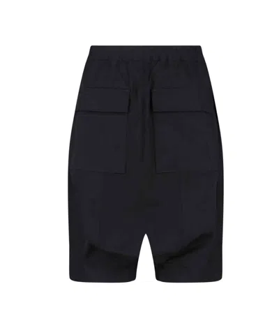 Rick Owens Drawstring Drop-crotch Shorts In Black