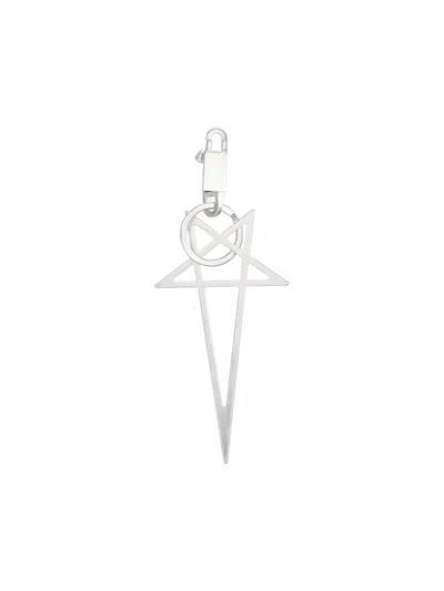 Rick Owens Geometric Pattern Keychain In Metallic