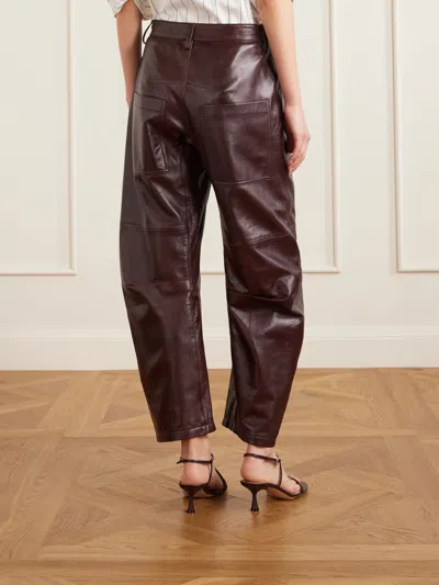 Nili Lotan Mid-rise Barrel Leg Lammleder-hose Shon Leather In Brown