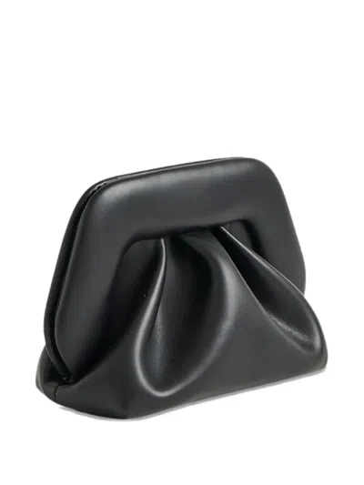 Themoirè Pleated Rectangular Soft Structure Clutch Bag In Black