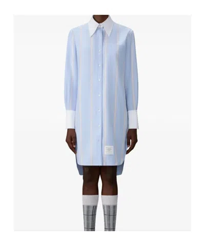 Thom Browne Striped-pattern Shirt Dress In Blue