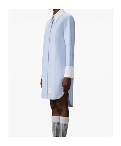 Thom Browne Striped-pattern Shirt Dress In Blue